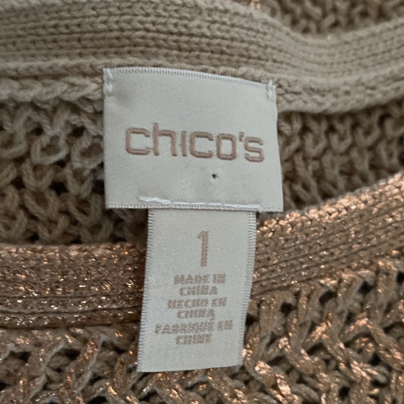 Chico’s loose knit crew neckline sweater! Copper metallic reflections, Size Med - Picture 15 of 15